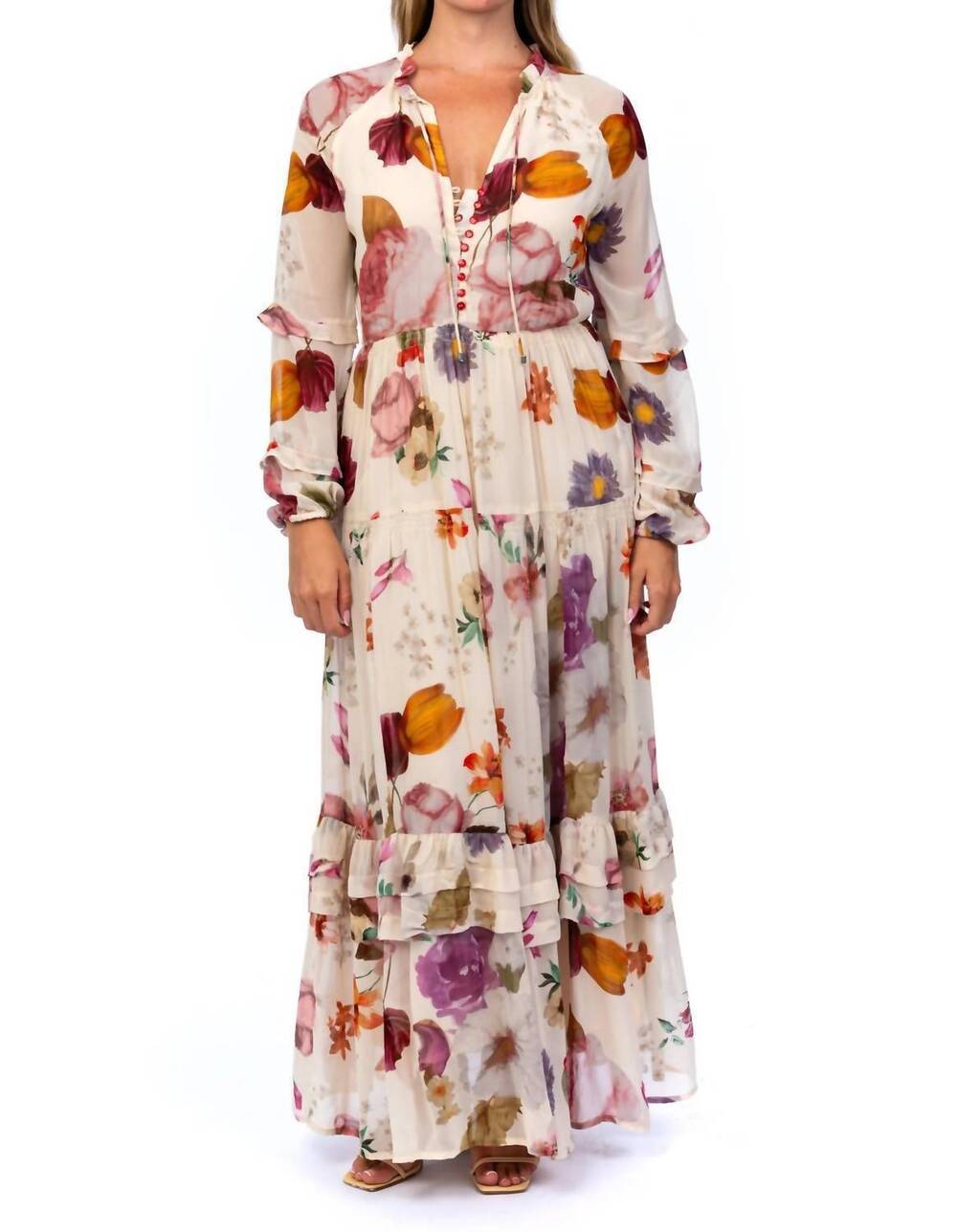 NEW TOLANI heral dress in champagne